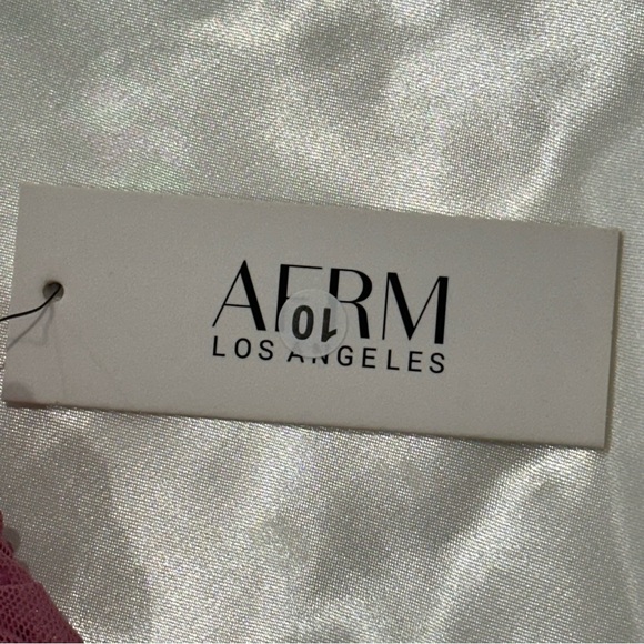 AFRM Desani Mini Skirt Rhinestone Dotted Ruched Sparkly Mauve Pink Medium New - Picture 7 of 10